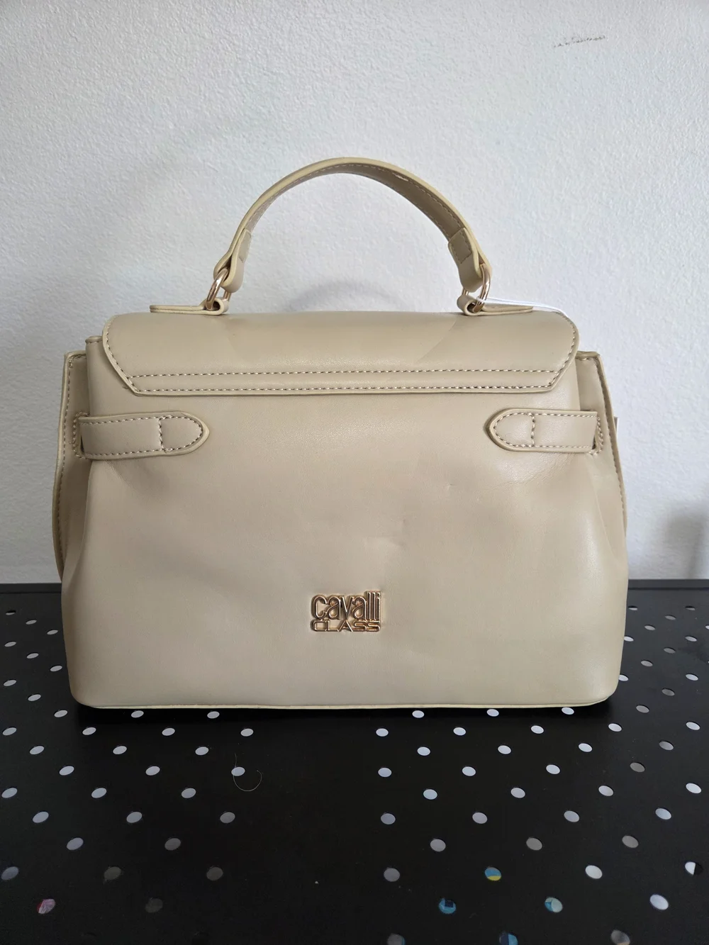 Cavalli Class Tatiana Top Handle Purse, Almond Buff Deboss